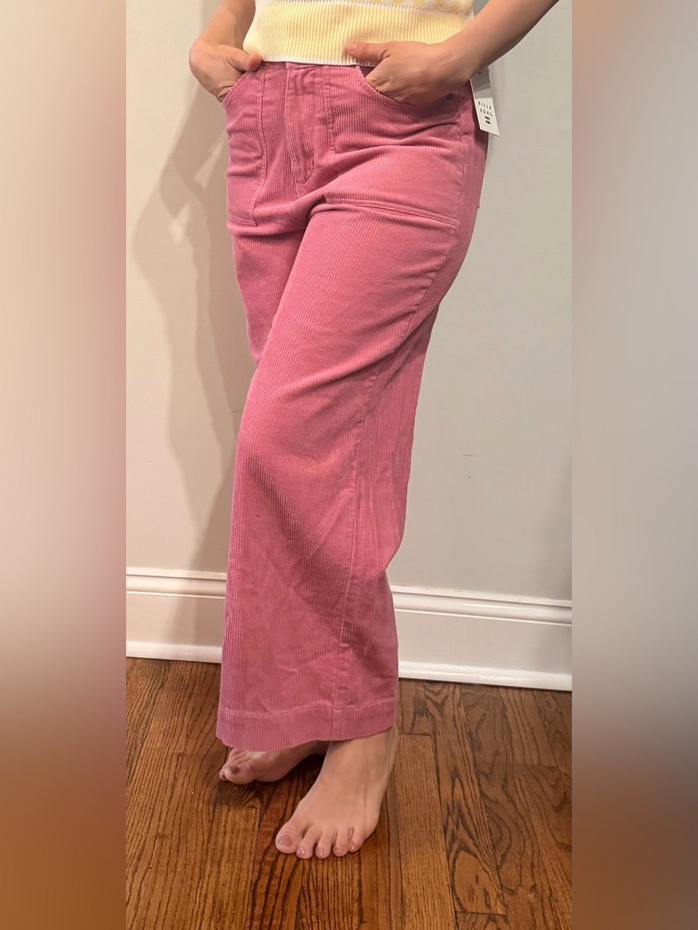 Billabong Rose Pink Corduroy Wide-Leg Pants